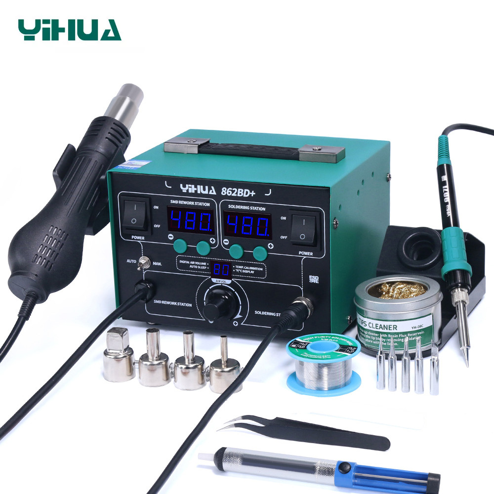YIHUA 862BD+ 2-in-1 Soldering Station Hot Air Rework Station Soldering Iron Kit