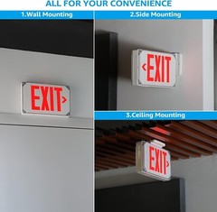 2/4 Pack LED Exit Sign with Battery Backup, UL Listed, Weatherproof, AC 120/277V