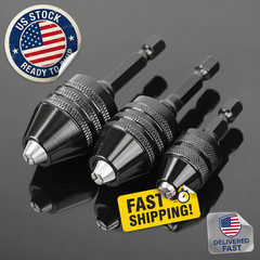 4Pcs 1/4″Hex Shank Keyless Drill Chuck Adapter Bit Quick Change Converter Driver