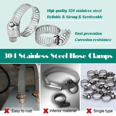 222 PCS Stainless Steel Hose Clamp Kit 1/4″-2-3/4″ Heavy Duty Worm Gear Clamps