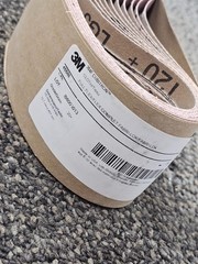 (QTY 50) 3M 45586 Sanding Belt 1/2 in x 18 in Aluminum Oxide 120 Grit Grade 20+