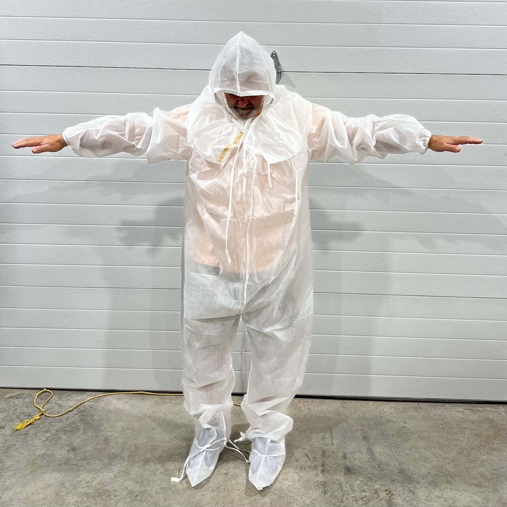 3 pk Rugged Quality Coveralls Disposable With Booties & Hood Made in USA L-XL