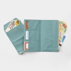 Traveler’s Company Passport Size Paper Cloth Zipper Case Sky Japan Made