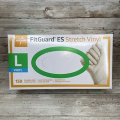 *6 BOXES* MEDLINE FITGUARD ES Stretch Vinyl Exam Gloves Size: LARGE, EXP: 03/26
