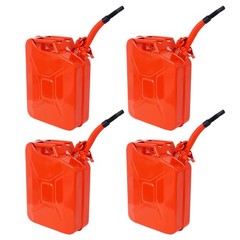 4PCS 20 Liter 5 Gallon Portable Car Jerry Gasoline Can Tank with Flexible Spout