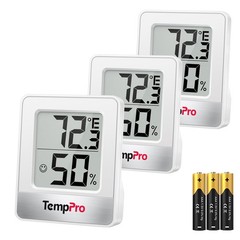 TempPro TP49 3 Pieces Digital Hygrometer Indoor Thermometer Oyster White