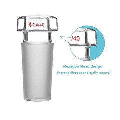 2PCS Glass Hexagonal Head Glass Stopper for 24/40 Joint Glass Outer Joint Close