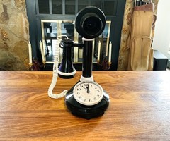 Repurposed Candlestick Western Electric Clock Classic Black Telephone Clock