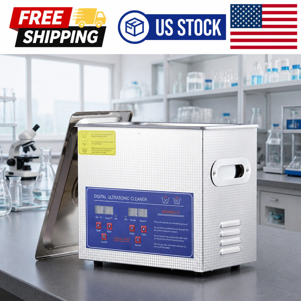 3.2L Digital Ultrasonic Cleaner with Heater，40kHz & 120W Cleaning System Timer