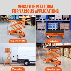 VEVOR Hydraulic Lift Table Cart 330 lbs Manual Double Scissor Lift Table 50″