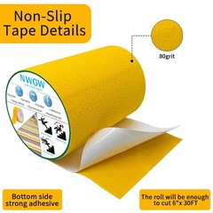Anti Slip Tape 6″ x 30FT, Dark Yellow Heavy Duty Waterproof Non-Slip Safety T…