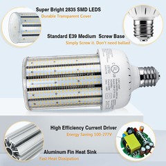 2-PACK 80W LED Corn Light AC480V Commercial Workshop Supermarket Warehouse Bulb