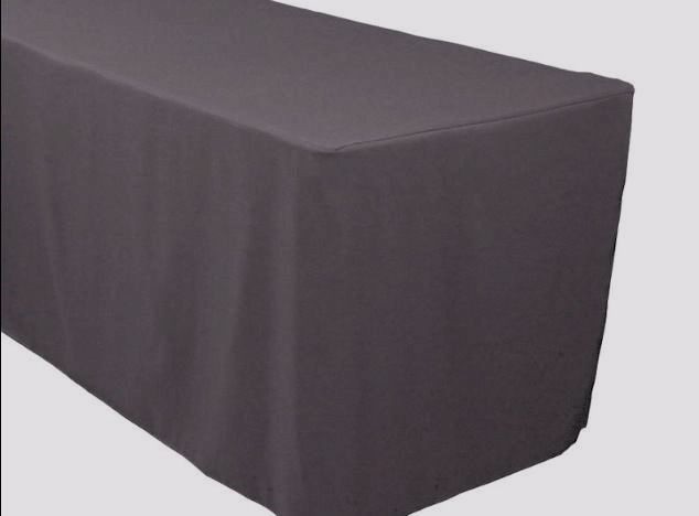 4′ ft. Fitted Polyester Table Cover Trade show Banquet Tablecloth CHARCOAL GREY