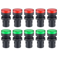 10sets AC/DC 110V Indicator Lights Red Green LED Flush Panel Mount 7/8″ 22mm