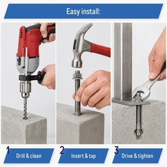 3/4″ x 4″ Wedge Anchor Bolt Fastener for Concrete Cement – Zinc-Plated (4)
