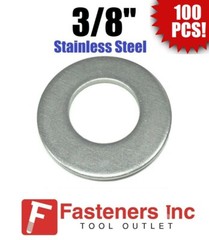 (100) 3/8″ Stainless Steel Flat Washers (18-8 Stainless) 7/8″ OD / .050 Thick