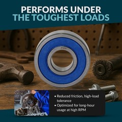 (10) R10-2RS Premium Rubber Seal Ball Bearing C3, 5/8″x1-3/8″x0.3438″, R10rs