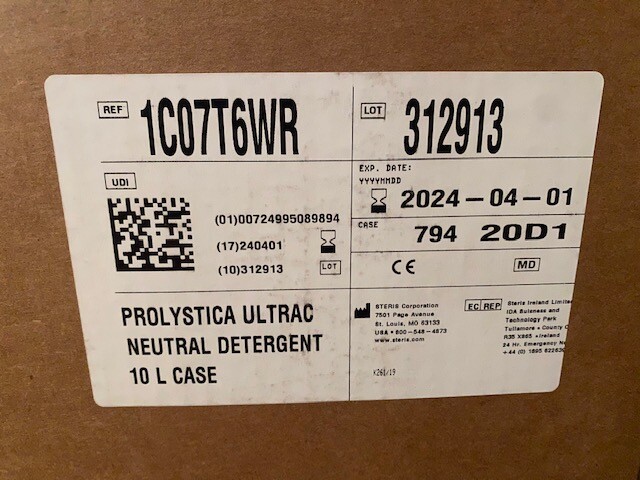 Steris 1C07T6WR Prolystica Ultrac Neutral Detergent 10L Exp 04/01/2024