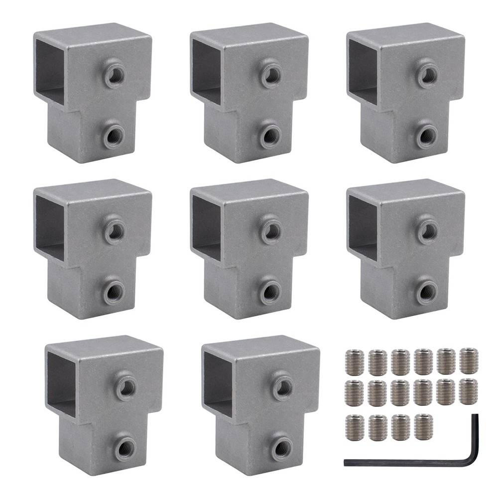 3 Way T Shaped Square Pipe Fitting Connector 1 Inch 25mm Aluminum Alloy Clamp US