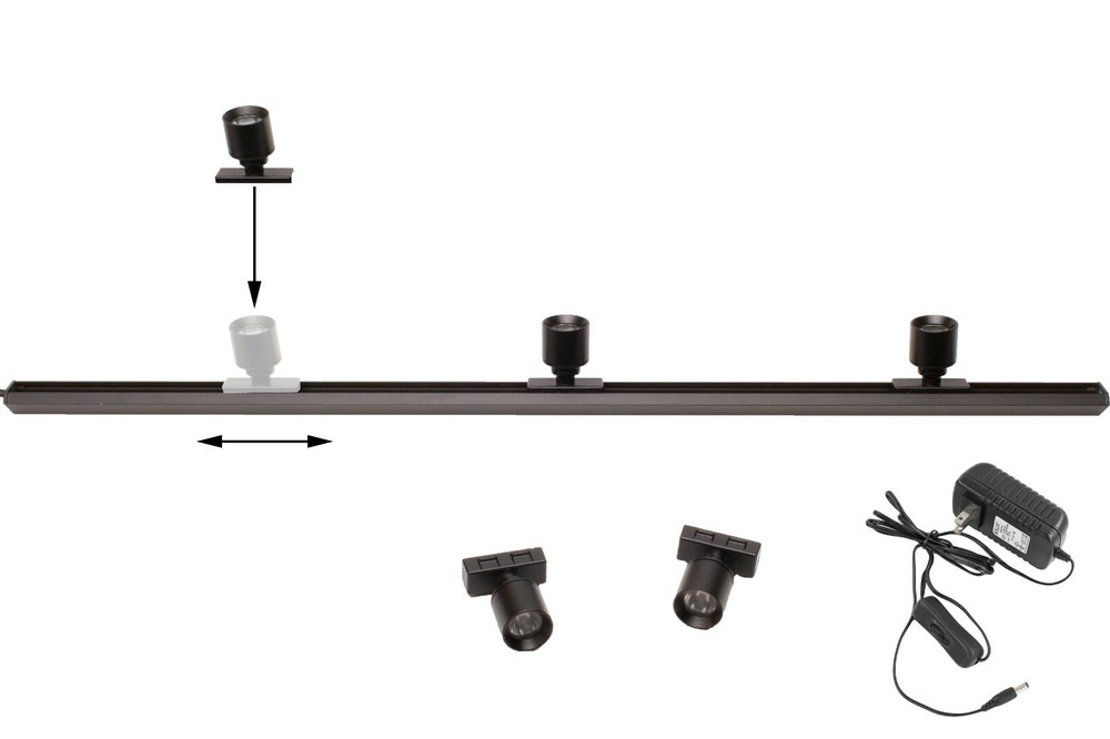 Showcase 5 LED Mini Spotlight with track + UL Power Supply for tradeshow display