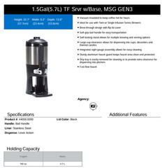 Bunn GEN3 1.5 Gal ThermoFresh Server w/Base Mech Sight New In Box 44050.0200