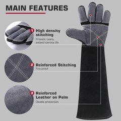 ARCCAPTAIN 24 inches Leather Welding Gloves – Bite Proof Animal Handling etc