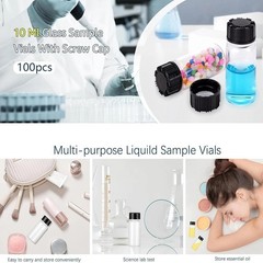 100PCS 10Ml Clear Glass Vials with Screw Caps Small Liquid Sample Vial LeakProof