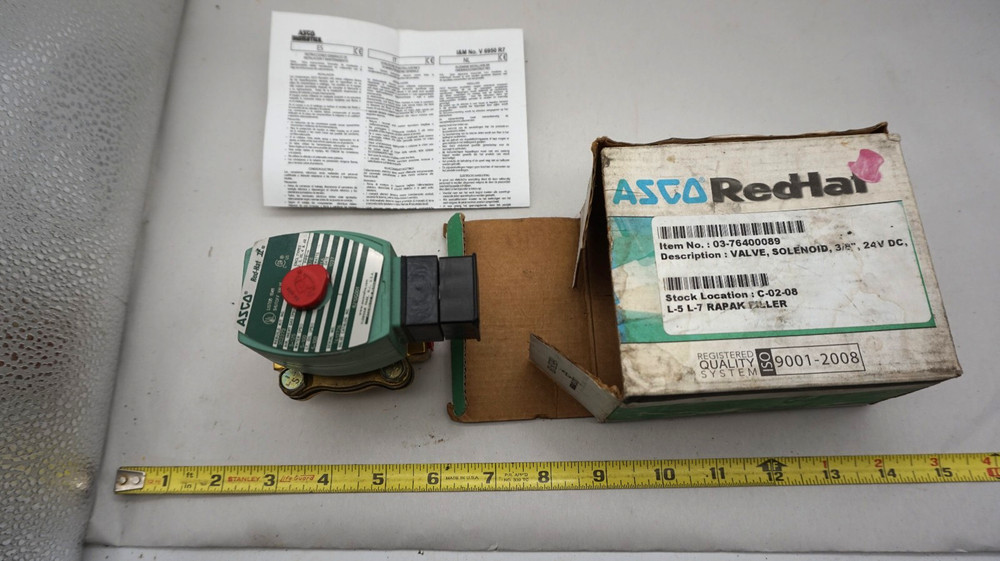 ASCO RED HAT 3/8″ 24VDC SOLENOID VALVE SC8210G001 NOS free ship USA