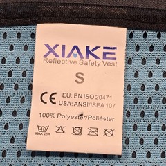 XIAKE Blue Reflective Safety Vest Full Zip Sleeveless V-Neck Breathable Men’s S