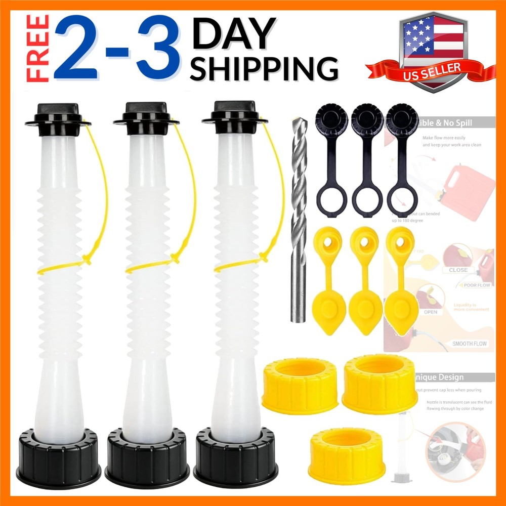 Gas Can Spout Replacement Old Style Flexible Pour Nozzle with Gaskets Vent Ca…