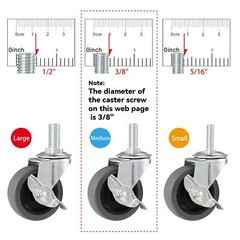 4pcs Caster Wheels, 3″ Locking Swivel Stem Casters Set with Brake, 3/8″-16 X 1″