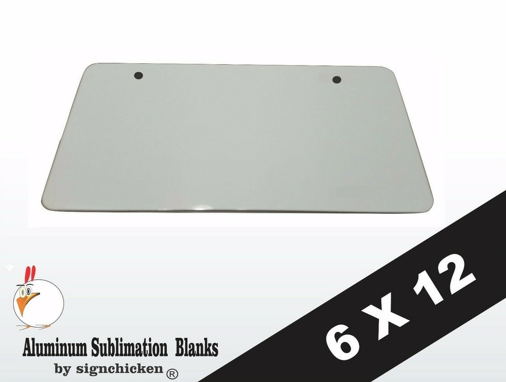 10 Pieces, ALUMINUM LICENSE PLATE SUBLIMATION BLANKS 6″x 12″ 2 MOUNTING HOLES**