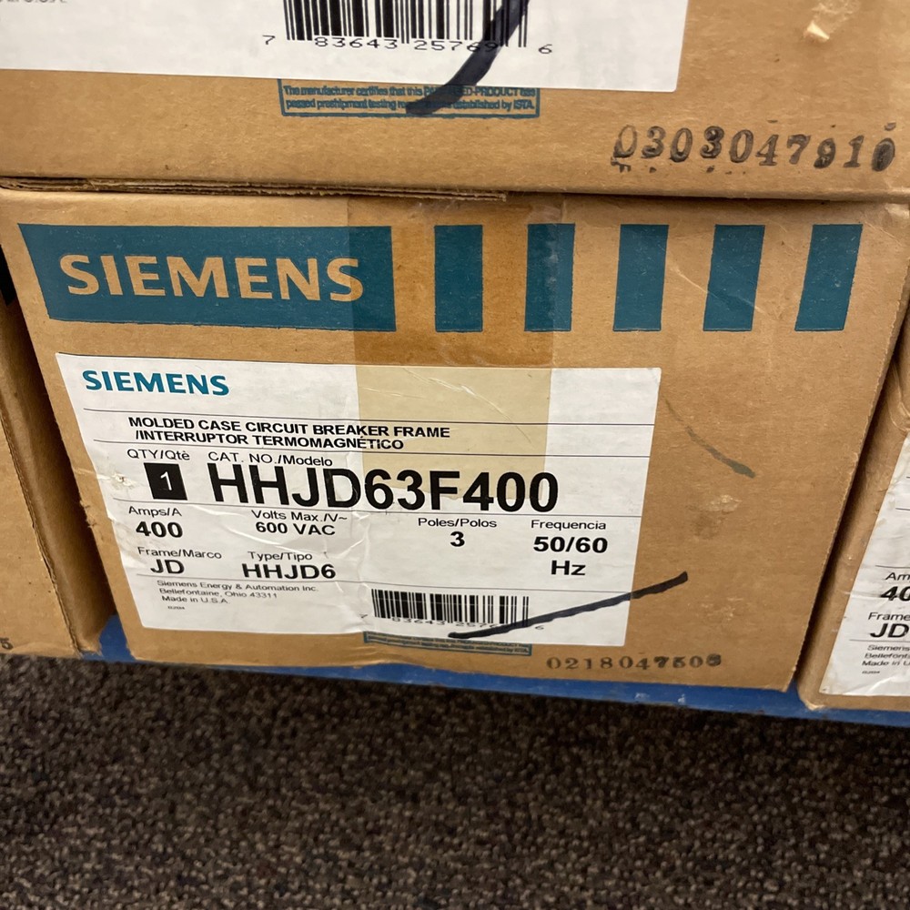 HHJD63F400 ITE SIEMENS 400 AMP 3 POLE 600 VAC 50 KA (NEW IN BOX)