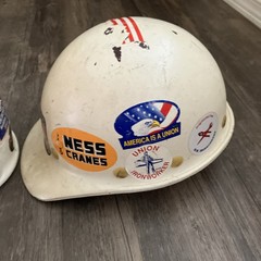 Lot 2 Vintage Fibre-Metal Hard Hats White Class E & G Seattle Ironworker Union