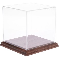 Plymor Clear Acrylic Display Case with Hardwood Base, 5″ W x 5″ D x 5″ H