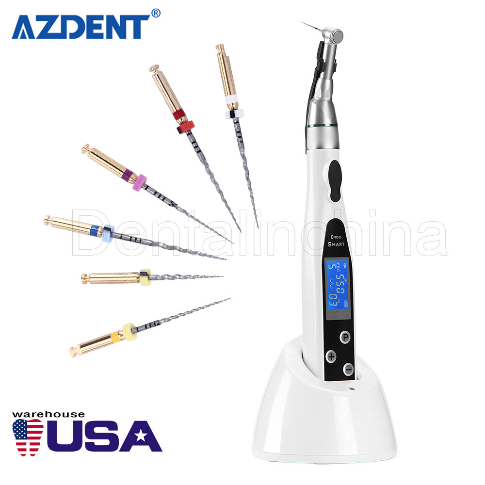 Dental Cordless LED Endo Motor 16:1 Contra Angle +6pcs Endo Motor Rotary Files