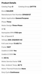 Baldor-Reliance Efm3615t Three-Phase General Purpose Motor 5 Hp 184T Frame No 📦
