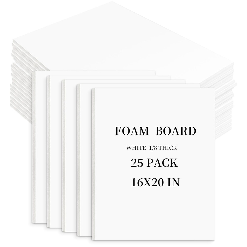 Golden State Art White Foam Boards 25 Pack 16X20 Foam Core Board 1/8 Thick Acid