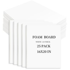 Golden State Art White Foam Boards 25 Pack 16X20 Foam Core Board 1/8 Thick Acid