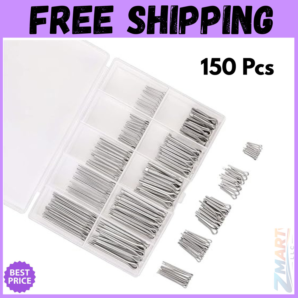 150 Pcs Automotive Cotter Pin 304 Stainless Steel Cotter Pins Assortment Kit …
