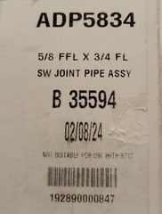 Diamondback ADP5834 5/8″ x 3/4″ SW Joint Pipe Assy