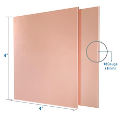 2 Pieces 99.9% Pure Copper Sheet, 4″ X 4″,18 Gauge(1Mm) Thickness, Film Attached