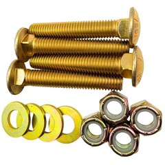 4 Pack of 1/2″-13 x 3 Grade 8 Heavy Duty Carriage Bolts, Washers & Nylon Nuts
