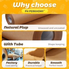PerkHomy Brown Kraft Paper Roll 17.5″ x 600″ 50′ for Gift Wrapping Bulletin B…
