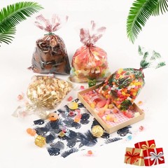 100 Pcs Clear Cellophane Treat Bags 6 X10 Inches Hawaiian Palm Leaf Cellophan…