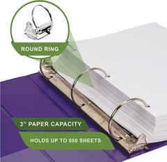 Eco-Friendly 3-Inch Plant-Based Round Ring Binder in Durable Purple—Customizable