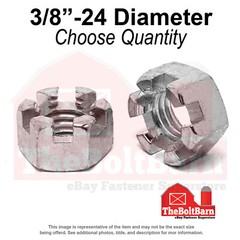3/8″-24 Low Carbon Steel Slotted Hex Nuts Plain Fine Thread (Pick Quantity)