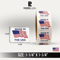 Made in the USA Stickers 1-1/4″ x 1-1/4″ Labels 250/Roll