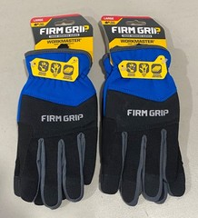 2x Firm Grip Tough Working Gloves – WorkMaster – Touch Screen – Large