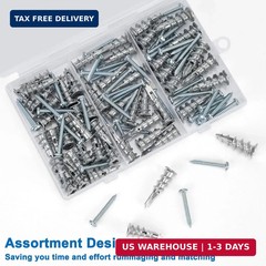 Zinc Self-Drilling Drywall Anchors with Screws Kit, 104 Pack 3 Size, 52 Heavy Du